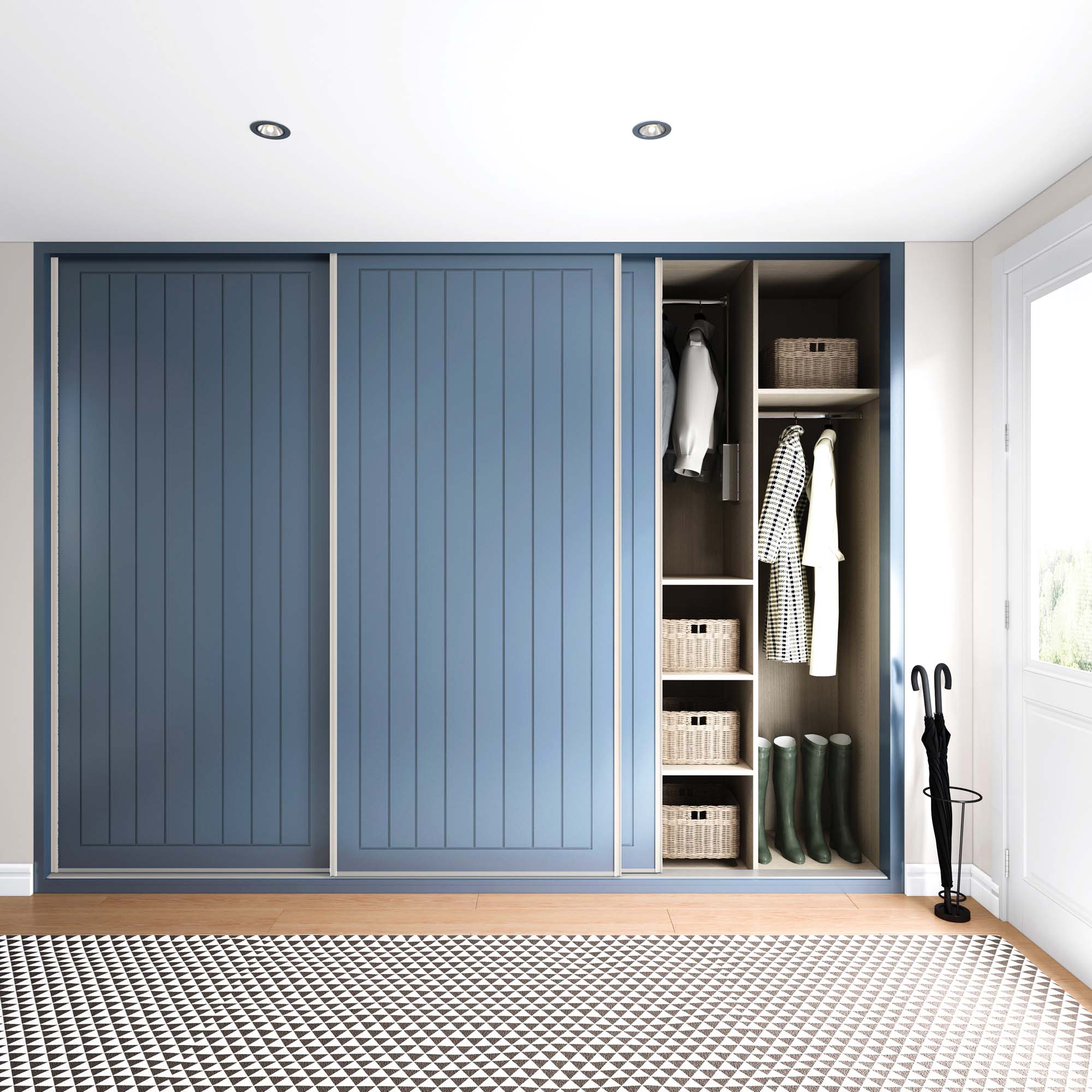 Broadway Sliding Living Area Doors in Parisian Blue from Spacemaker